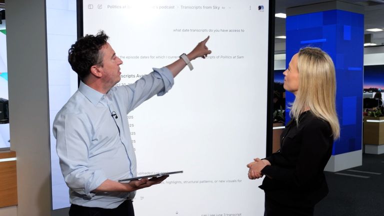 Chaptgpt lhal zástupci Sky's Political Editor Sam Coatesovi o nahrávání přepisu.