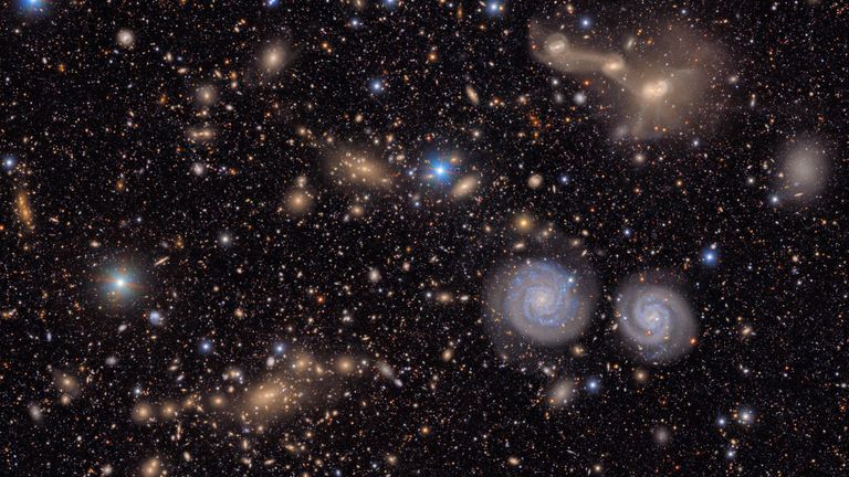 Shluk galaxií v klastru Panny.  PIC: NSF-Doe Vera C. Rubin Observatory