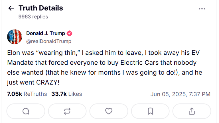Trump říká, že požádal Muska, aby opustil svou pozici v Bílém domě