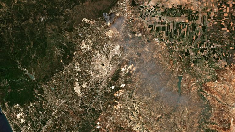 Obrázek satelitu ukazuje provincii Hatay, Turecko, 28. června 2025. Evropská unie/Copernicus Sentinel-2/leták prostřednictvím agentury Reuters