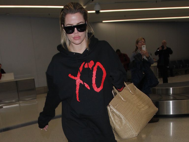 Khloe Kardashian s krokodýlem Birkin taškou. Pic: Ap