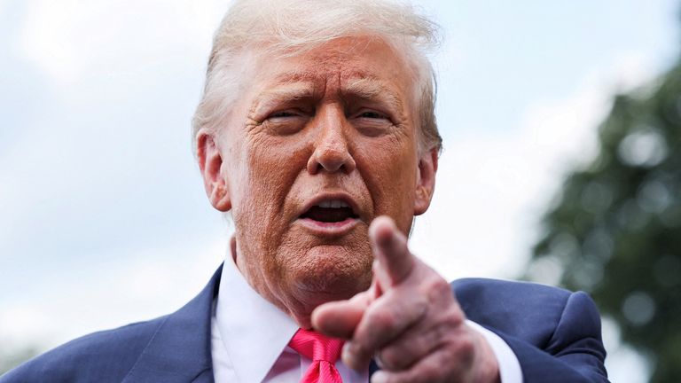 Donald Trump mluví s reportéry mimo Bílý dům. Pic: Reuters