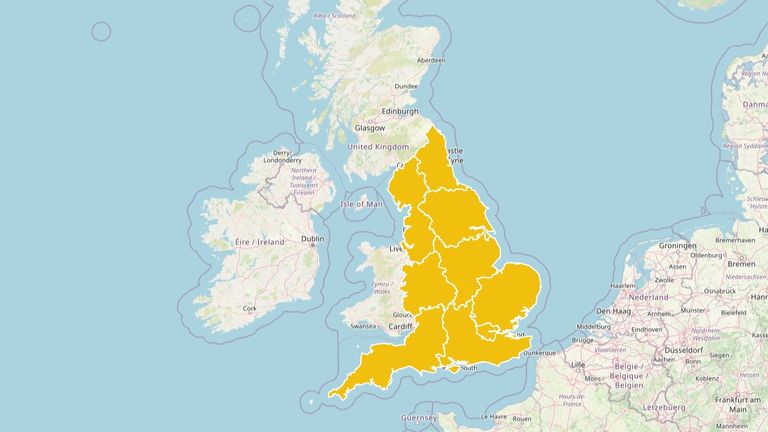 Upozornění Heatwave Health na místě v Anglii, obrázek: UK Agentura pro zdraví zdraví