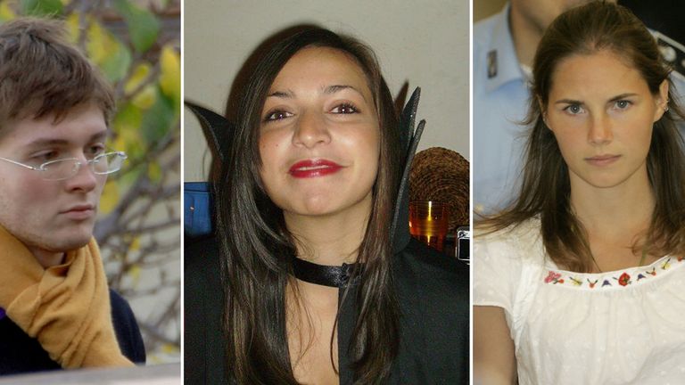 (LR) Raffaele Sollecito, Meredith Kercher a Amanda Knox. Pic: Ap