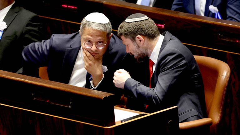 Itamar Ben Gvir a Bezalel Smotrich.  Pic: Reuters