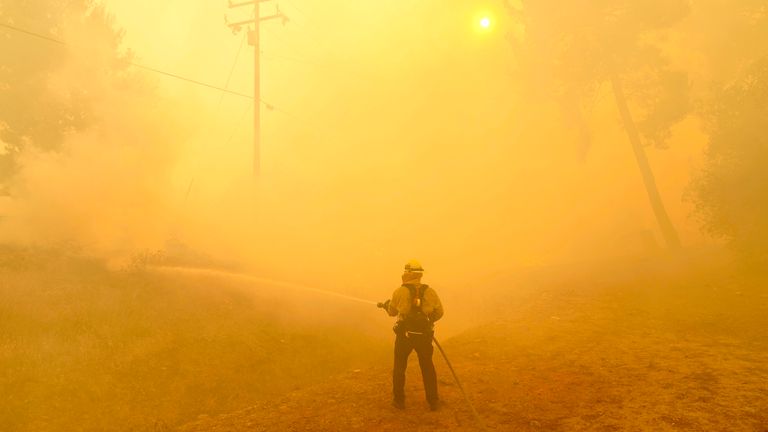 Osamělý hasič v Hasley Canyon. Pic: Ap