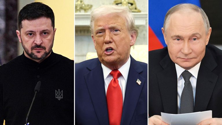 Zleva: Votodymr Zelskyy, Donald Trump a Vladimir Putin. Fotky: ap