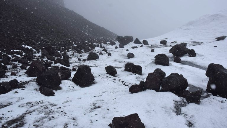 Skály na okraji ledovce ekologie. Pic: Polská antarktická stanice Henryk Arctowski