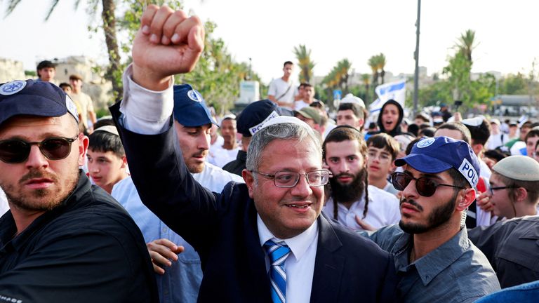 Itamar Ben-Gvir ve starém městě Jeruzaléma minulý měsíc. Pic: Reuters