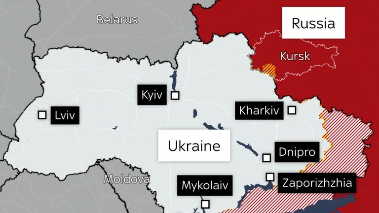 Mapa ukrajinského ruského hranice