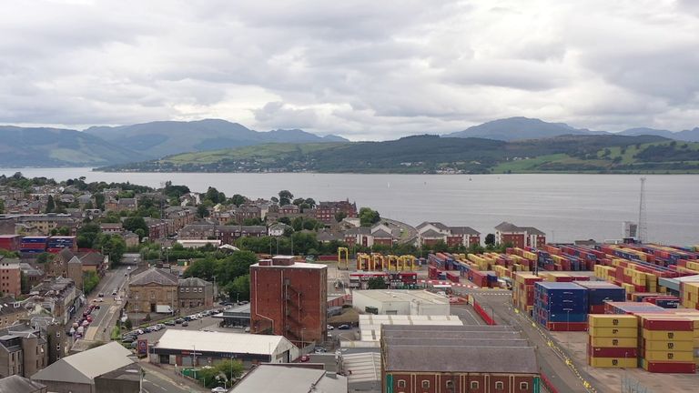 Letecký pohled na Greenock