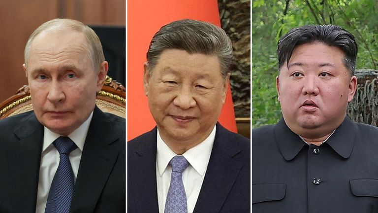 (LR) Vladimir Putin, Xi Jinping a Kim Jong Un. Fotky: Reuters