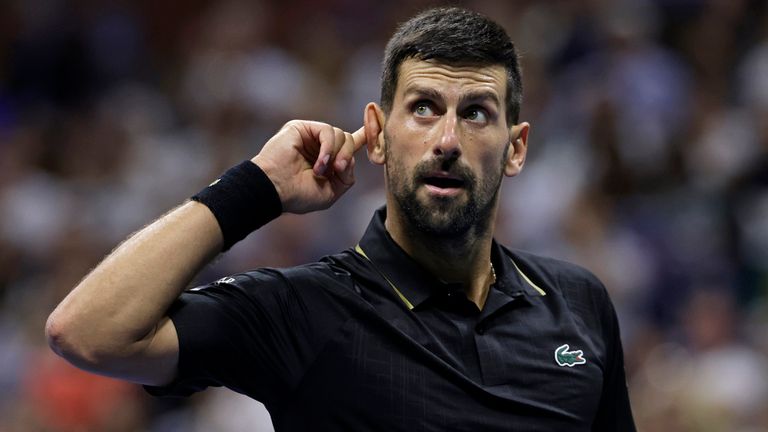 Novak Djokovic na Flushing Meadows v pátek. Pic: Ap