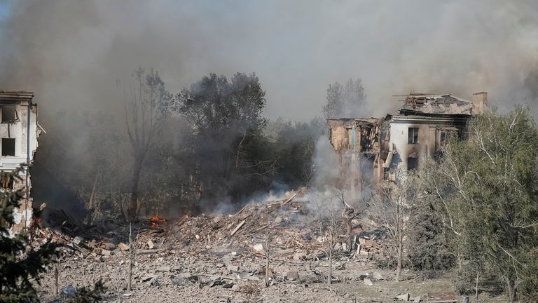 Budova zničená v ruském stávce na Kramatorsku, která se nachází poblíž přední linie. Soubor Pic: Reuters