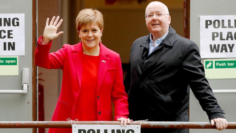 Nicola Sturgeon a Peter Murrell. Pic Reuters