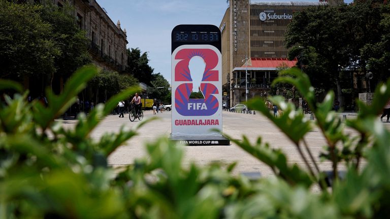 Odpočítávací hodiny mistrovství světa v Guadalajara v Mexiku. Pic: Reuters
