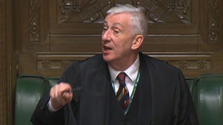 Speaker Commons Sir Lindsay Hoyle udělil nouzovou debatu. Pic: Pa