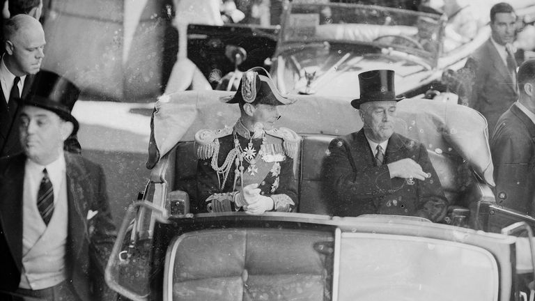 King George VI a Franklin Roosevelt ve Washingtonu DC. Pic: Ap