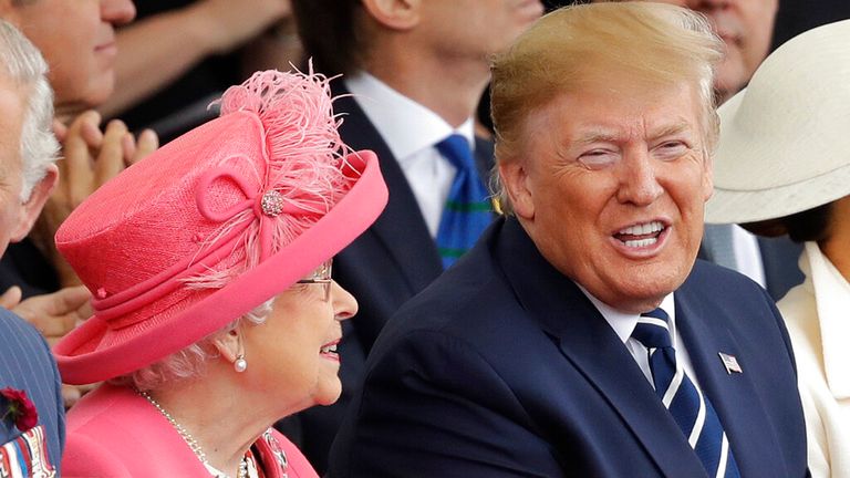 Donald Trump a Queen během 75. výročí D-Day v červnu 2019. Obrázek: AP