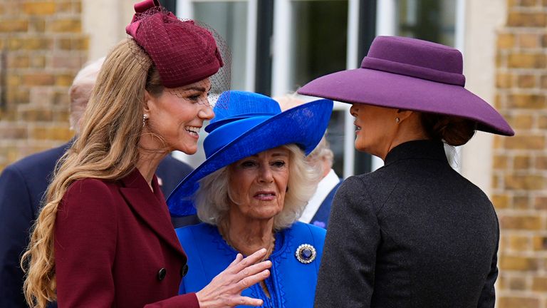 Princezna z Walesu, královna Camilla a Melania Trump na hradu Windsor. Pic: Pa