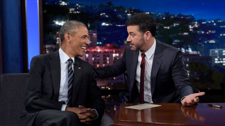 Barack Obama na Jimmy Kimmel Live v roce 2016. Obrázek: Susan Walsh/AP
