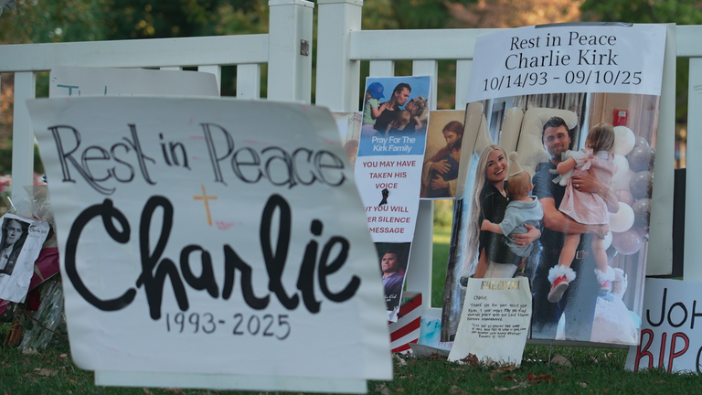 A vigil held for Charlie Kirk, who was assassinated earlier this month