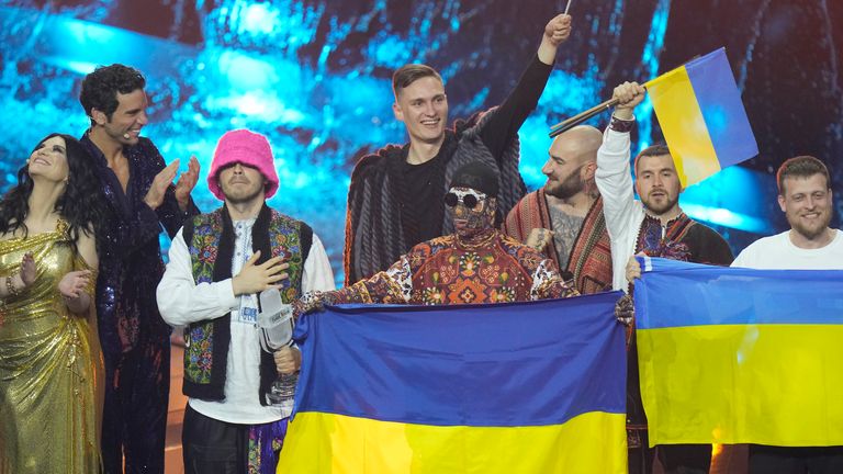 Kalush Orchestra won for Ukraine in 2022. Pic: AP/Luca Bruno