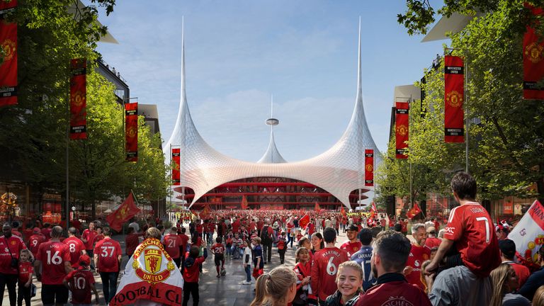 Koncepční obraz toho, jak by mohl vypadat nový stadion Manchester United. Pic: Foster + Partners/PA