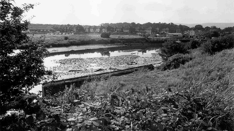 River Lagan, kde byly zotaveny zbytky školáka Brian McDermott. Obrázek: PSNI HASOUT/PA