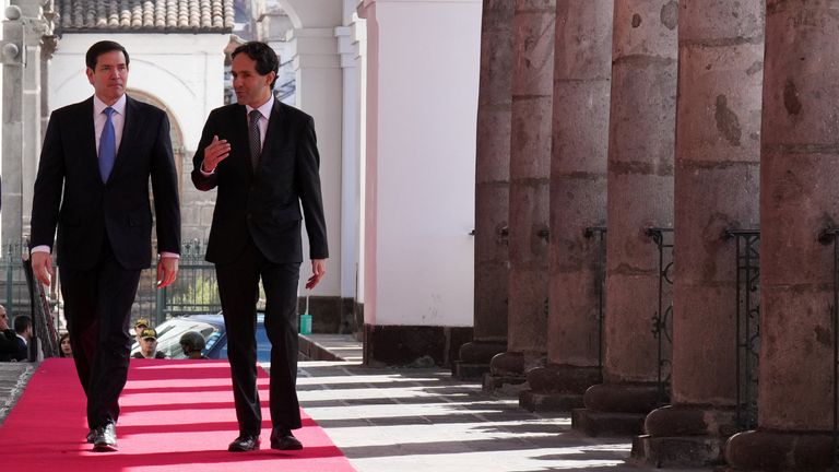 Americký ministr zahraničí Marco Rubio s prezidentem Ekvádoru Daniel Noboa. Pic: Reuters