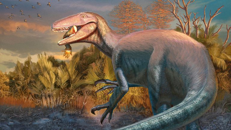 Umělecká ilustrace nově objeveného dinosaura. Pic: Andrew McAfee, Carnegie Museum of Natural History prostřednictvím AP