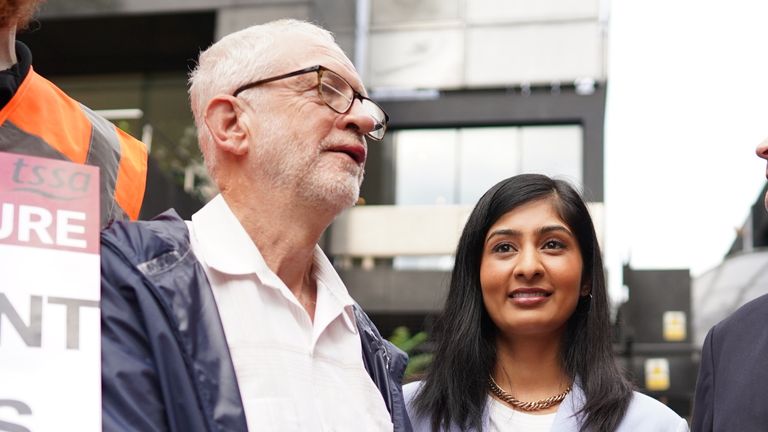 Jeremy Corbyn a Zarah Sultana. Pic: Pa