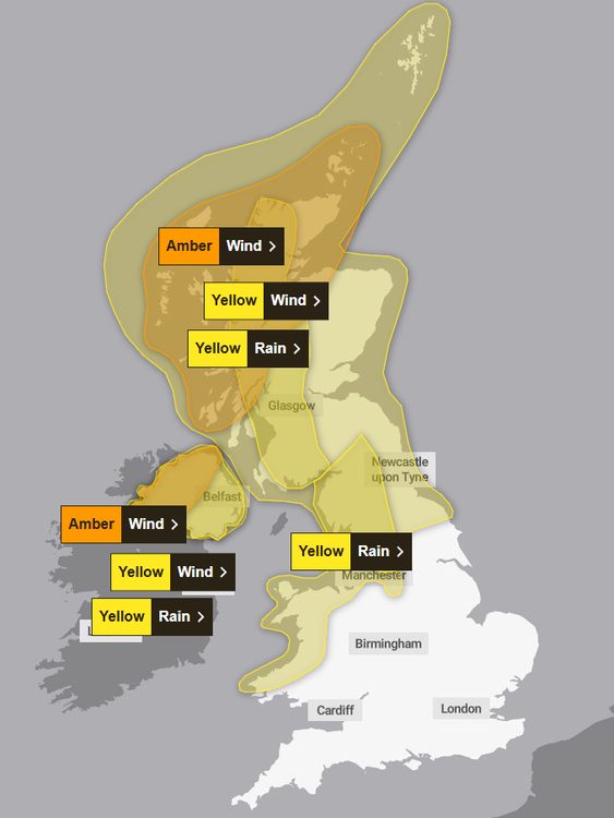 Varování počasí pro pátek. Pic: Met Office