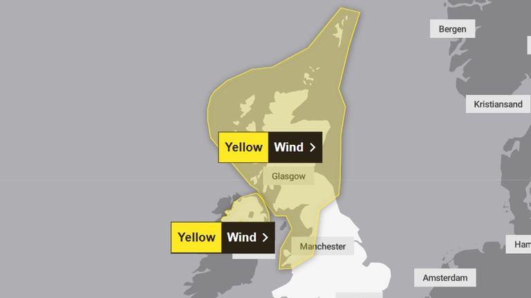 Varování bylo vydáno na pátek a sobotu. Pic: Met Office