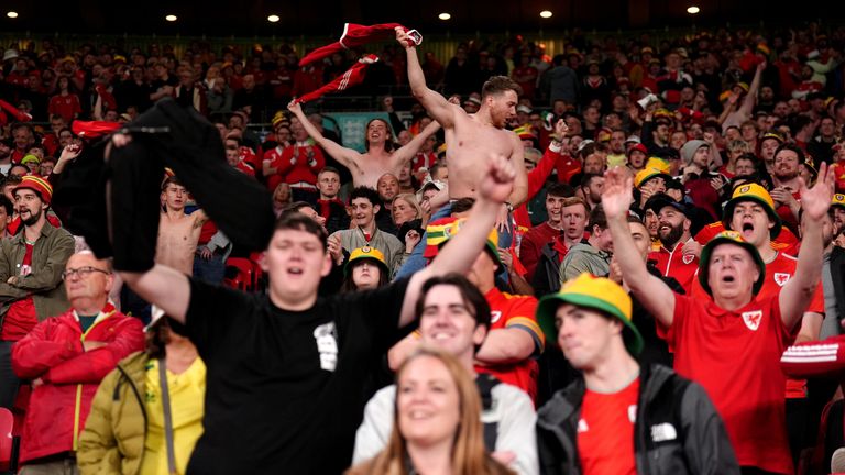 Fanoušci Walesu během zápasu. Pic: Pa
